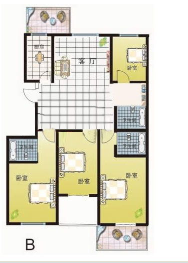 B戶(hù)型 158㎡ 4室2廳