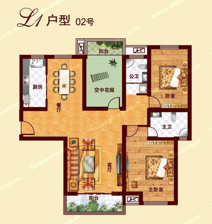 L1戶型 三室兩廳兩衛(wèi) 142-154㎡